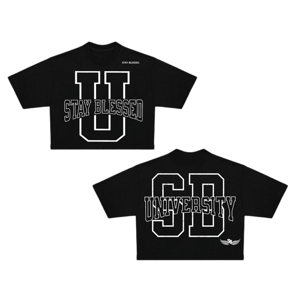 Stay Blessed University OS Crop Tee