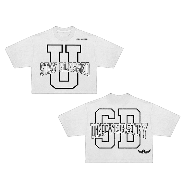 Stay Blessed University OS Crop Tee
