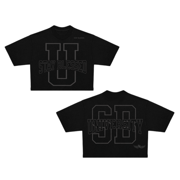 Stay Blessed University OS Crop Tee