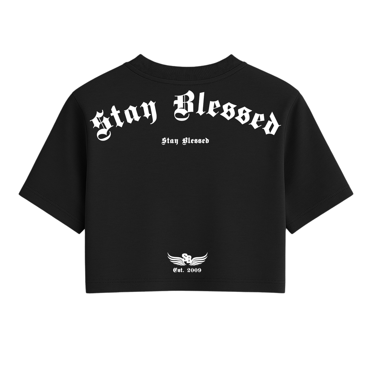 Stay Blessed Divine Details Oversized Crop White