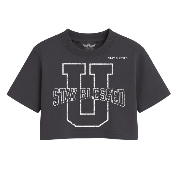 Stay Blessed University OS Crop Tee