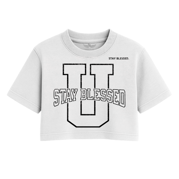Stay Blessed University OS Crop Tee