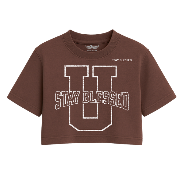 Stay Blessed University OS Crop Tee