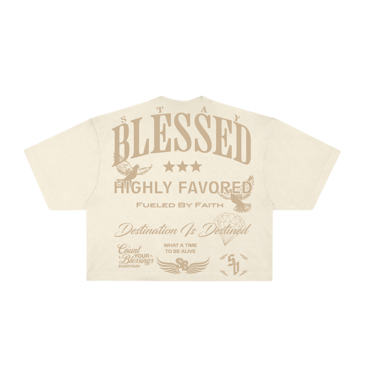 Stay Blessed Collectors Edition - Oversized Crop Top - Creme