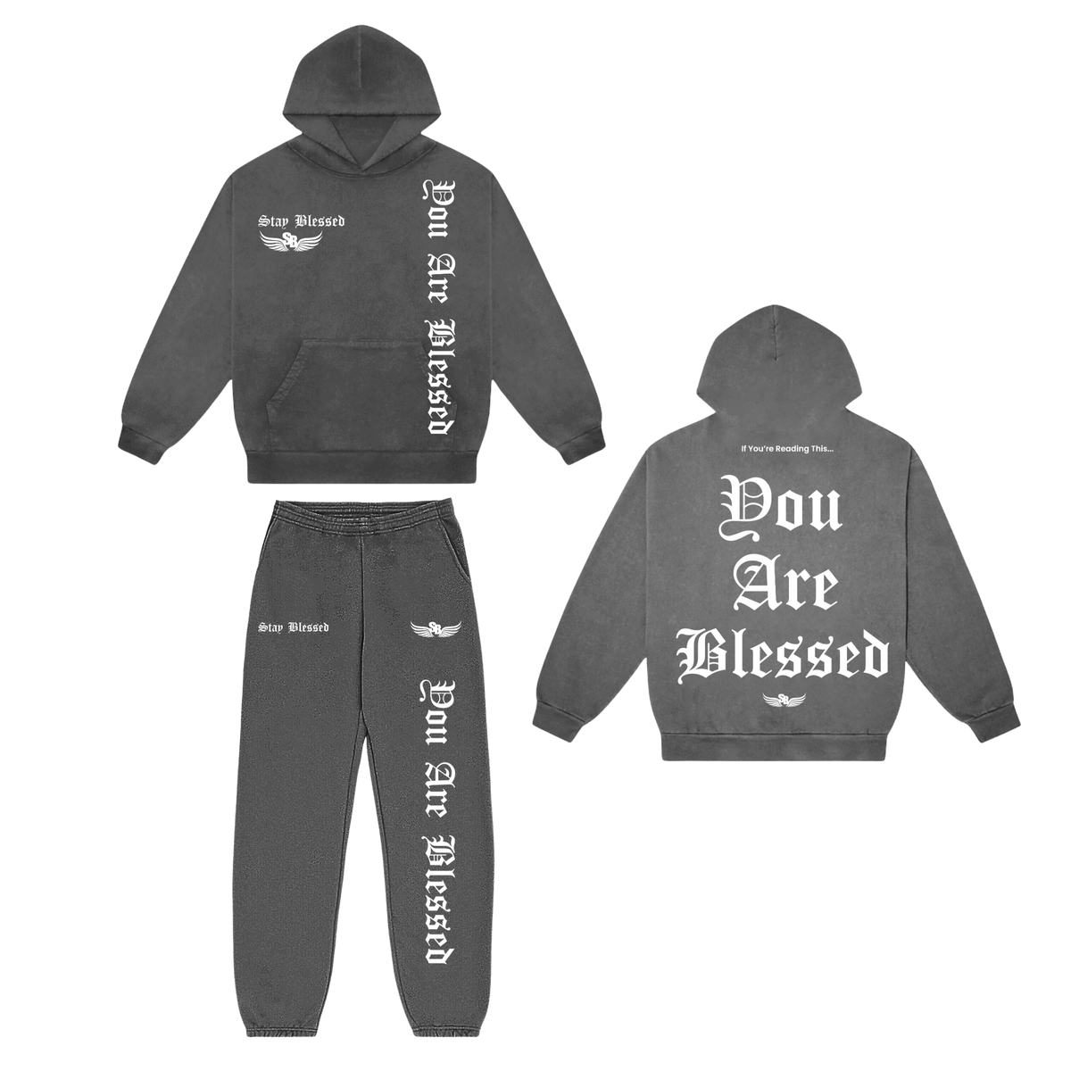 Stay Blessed - You Are Blessed Hoodie Set - Black
