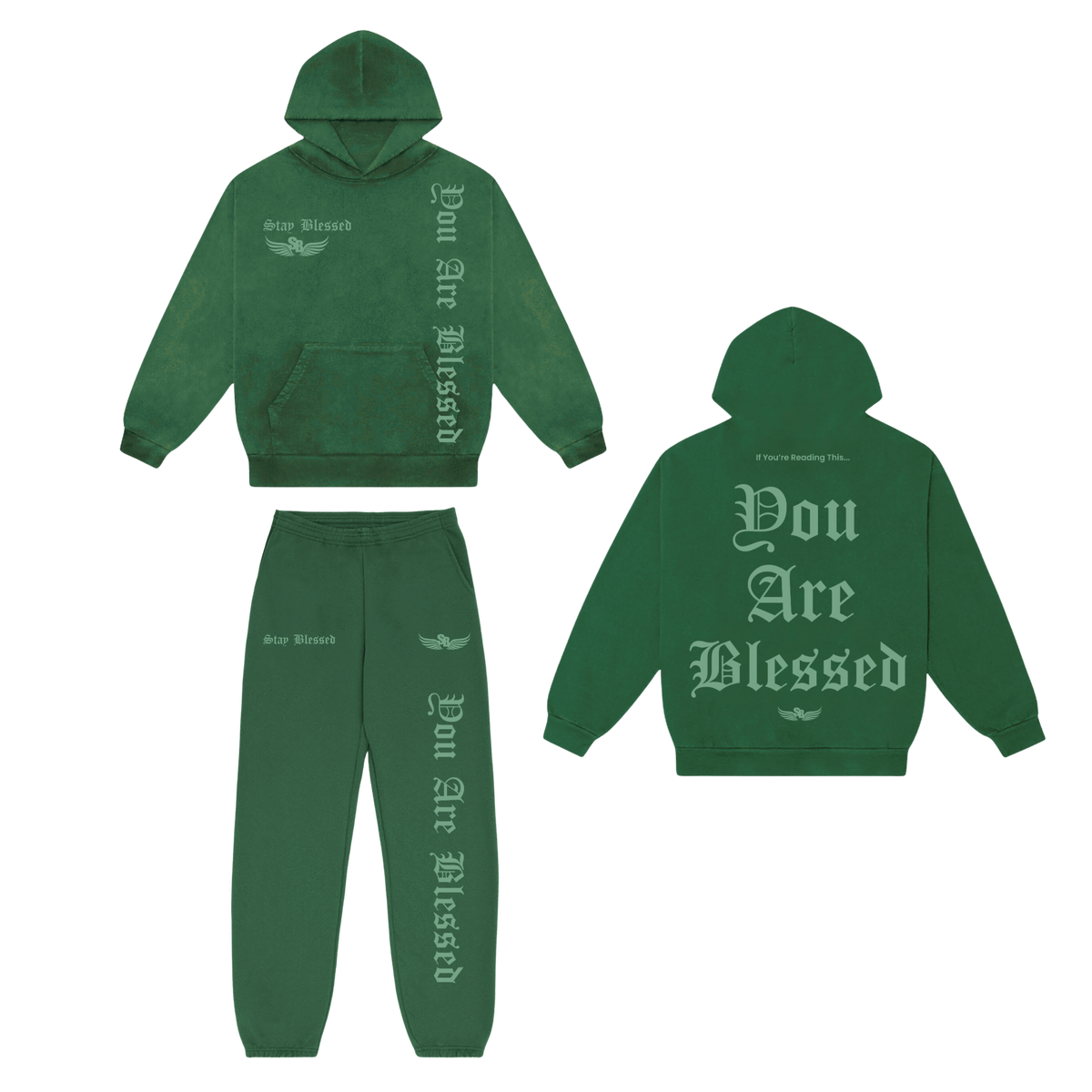 Stay Blessed - You Are Blessed Hoodie Set - Black