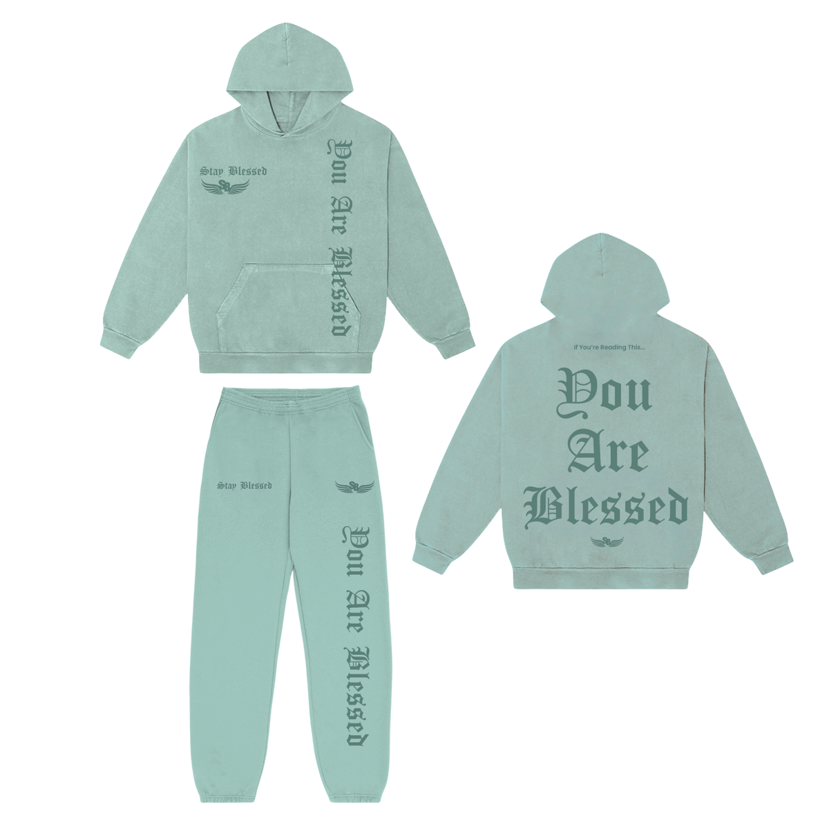 Stay Blessed - You Are Blessed Hoodie Set - Black